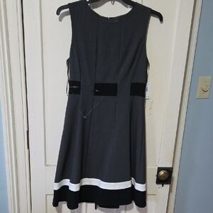 Calvin Klein Gray and Black Midi Dress